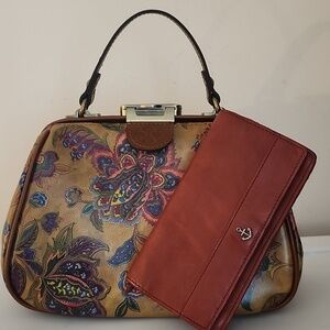 Patricia Nash Leather Satchel/Crossbody w/Free Wallet